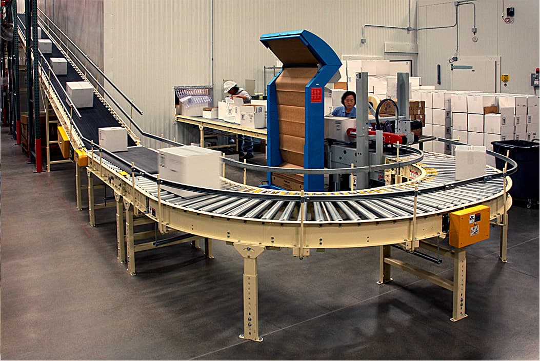 Modern food manufacturing facility with advanced material handling systems