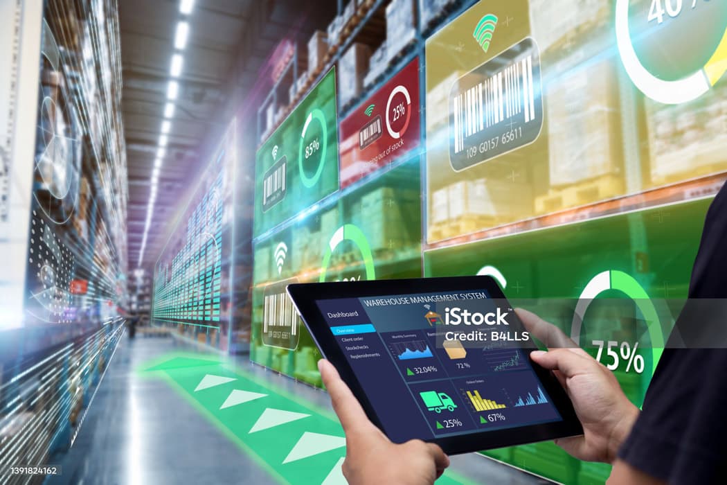 Integrated warehouse automation system with conveyors, robotics, and control software